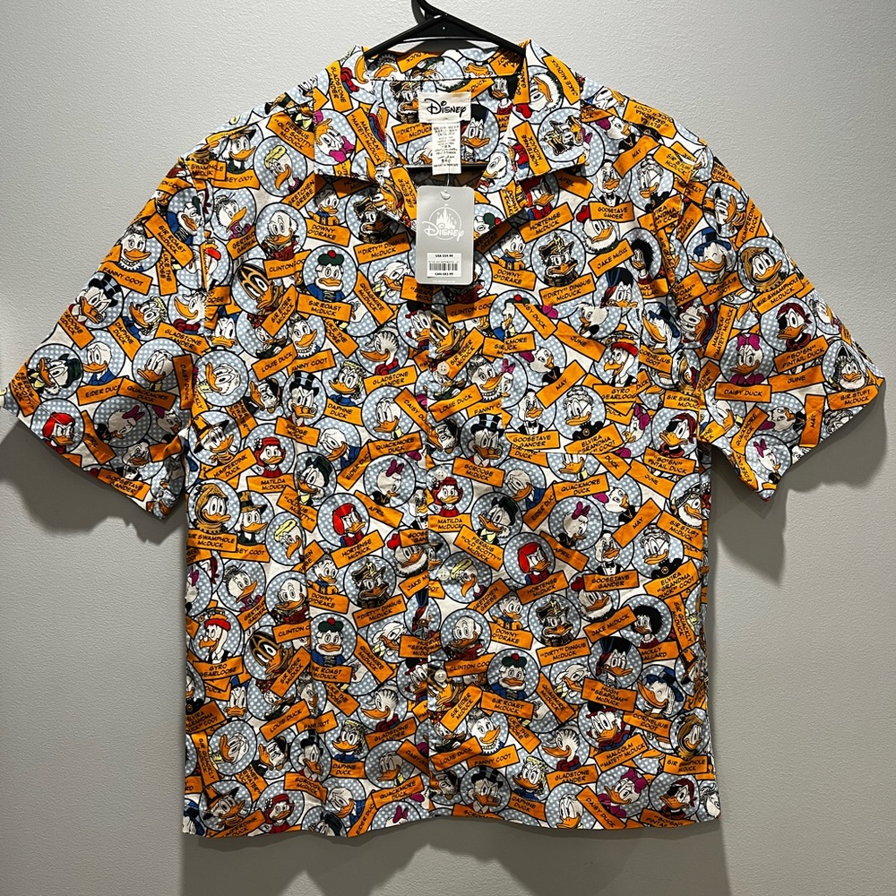 Unisex,Disney Ducks Woven Botton Shirt for‎ Adults Xsmall, NWT